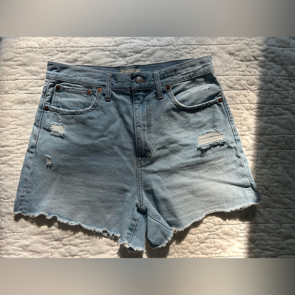 Madewell Light Blue Distressed Jean Shorts
